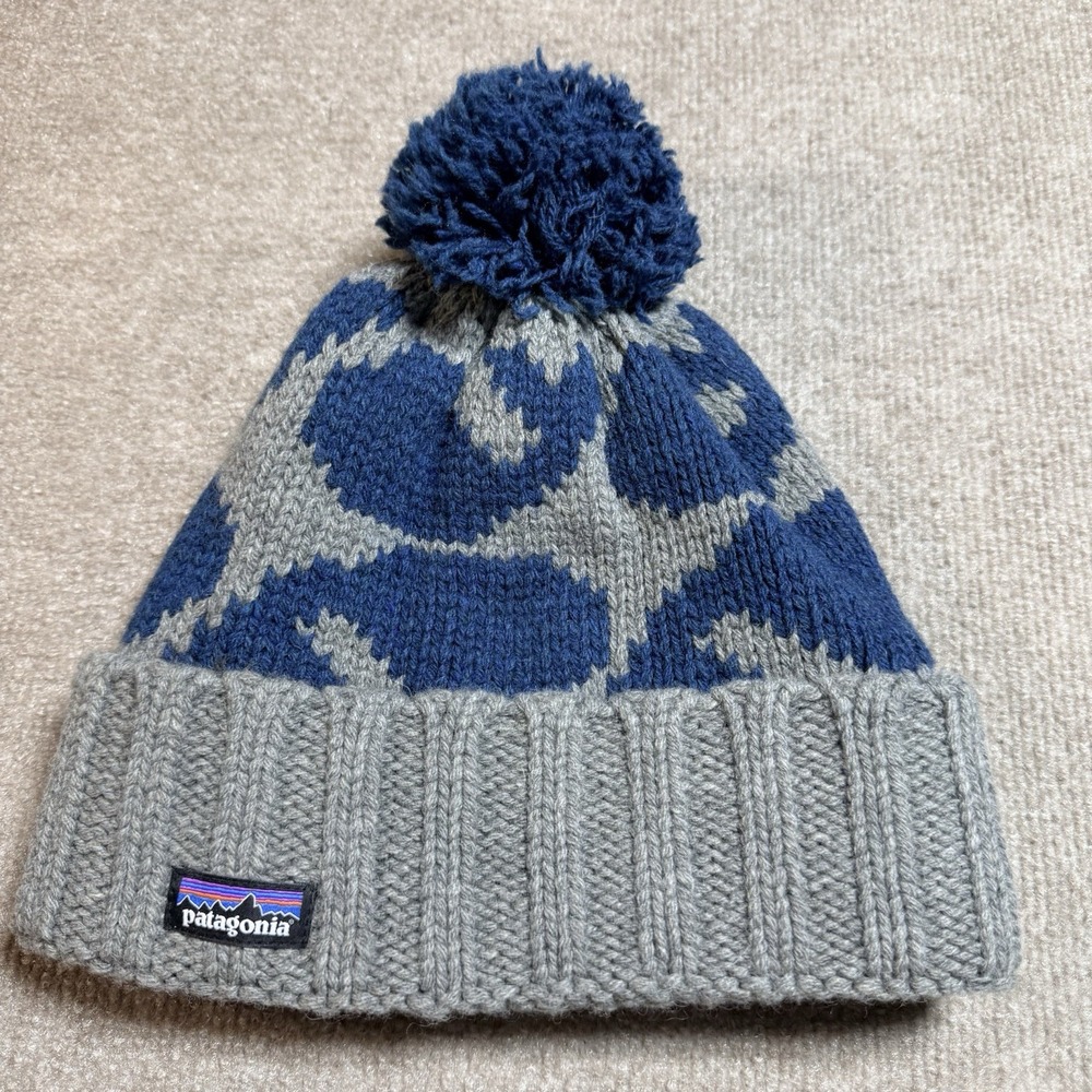 Patagonia Beanie Snowbelle Arctic Whale Feather Grey Snow Hat OS 33445 AWFE